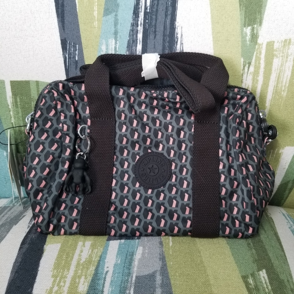 Kipling Bina M Satchel In 3D K Pink Pattern
